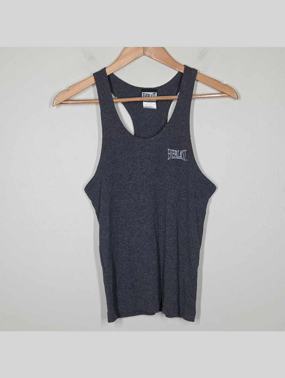 Vtg Y2K Everlast Ribbed Muscle Racerback Tank Spellout Weightlifting Boxing Med
